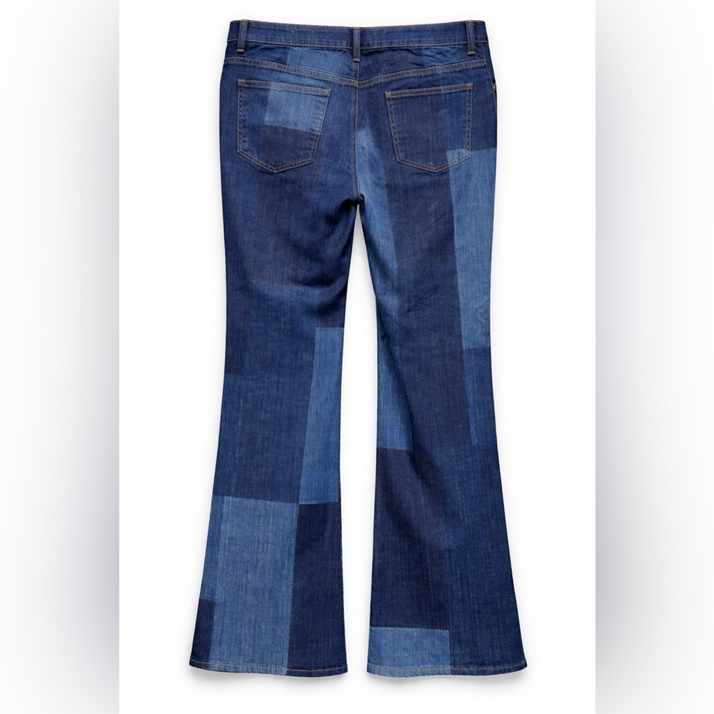 Chico's So Slimming Girlfriend Flare Patchwork Jeans Blue Size 2.5T (equiv US 14 - Picture 9 of 13